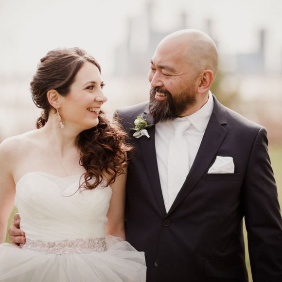 White Strapless Wedding Dress + Colorful overskirtt - Picture 8 of 10